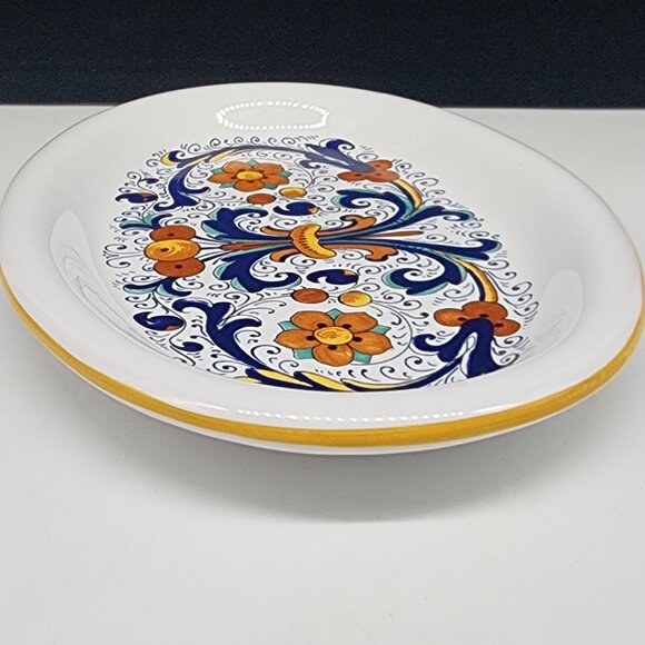 Decorative Nova Deruta Oval Platter Made In Italy Hand-Painted 10" - Picture 8 of 9